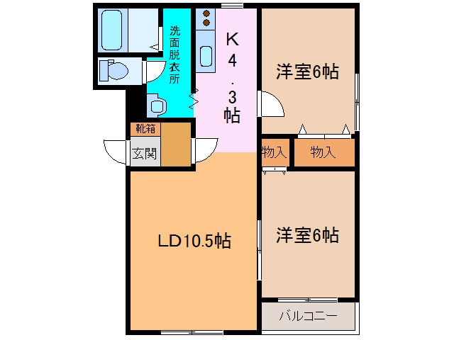 ﾋﾟｭｱﾗｲﾌ新町の物件間取画像