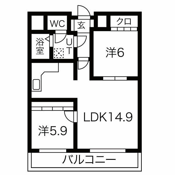 新道東駅 徒歩16分 2階の物件間取画像