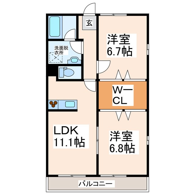 クロノス19蓮台寺の物件間取画像