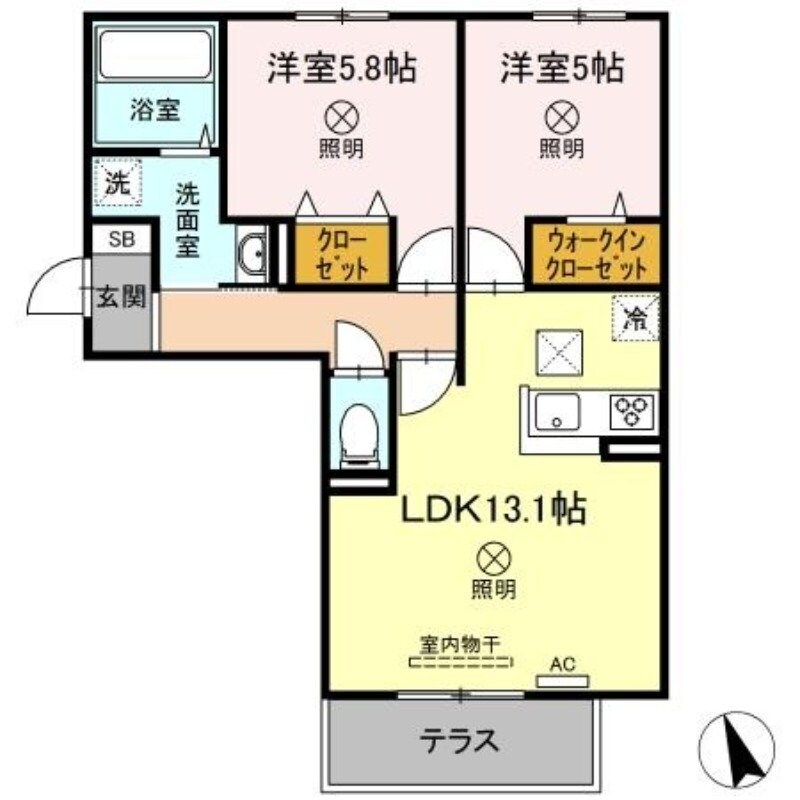 Sinfaria　HARAOSHIMA　B棟の物件間取画像