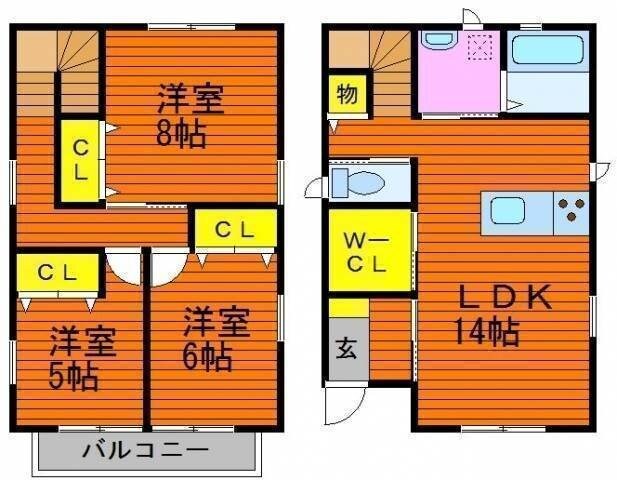 ガーデンタウン学南Ａ2号棟の物件間取画像