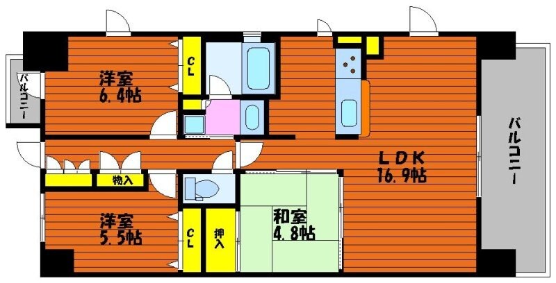 ポレスター野田屋町の物件間取画像