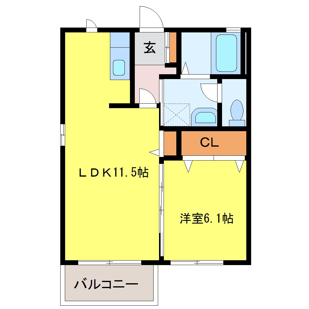 林の越 徒歩5分 2階の物件間取画像