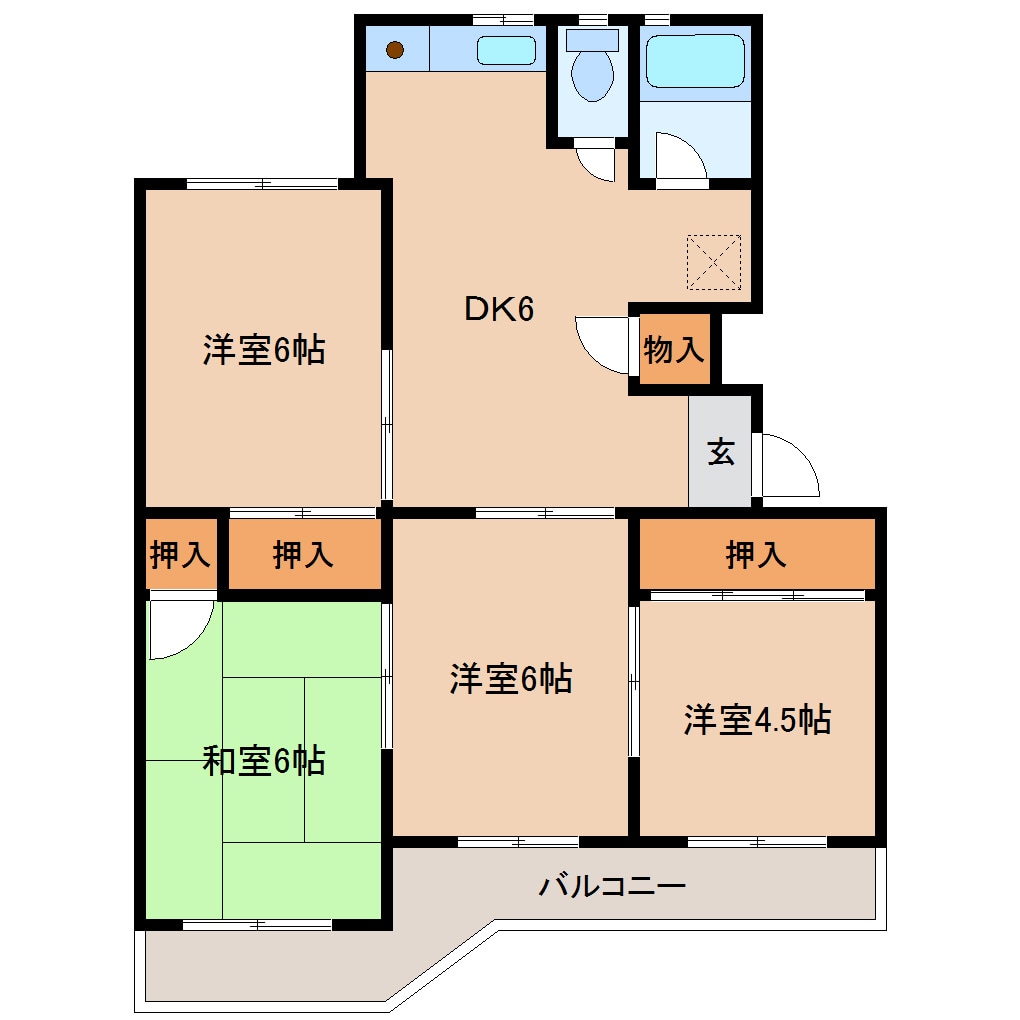 石堂ハイツ7号棟の物件間取画像