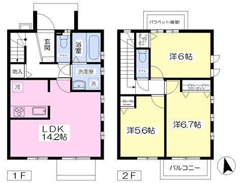 グラン・シーダー西加瀬　Ｂの物件間取画像