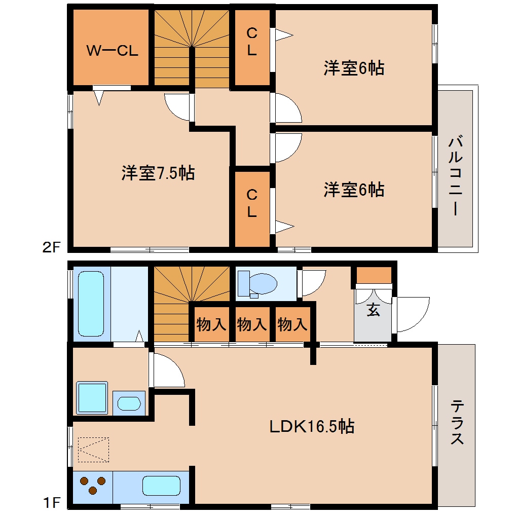 県総合運動場駅 徒歩14分 1階の物件間取画像