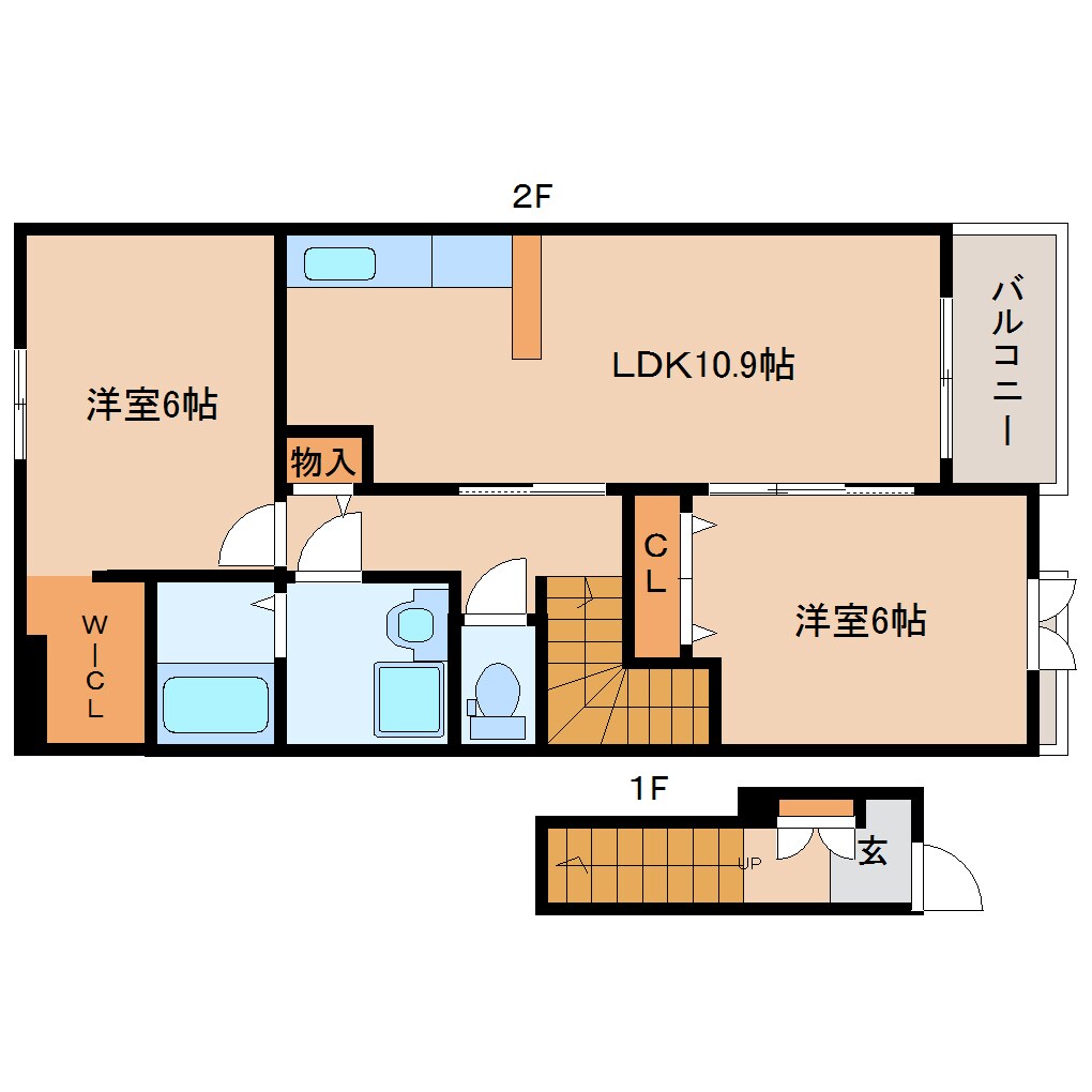 静岡県静岡市葵区瀬名6丁目ハイツ 2階の物件間取画像