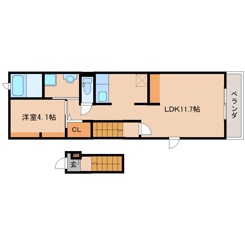 草薙駅 徒歩15分 2階の物件間取画像