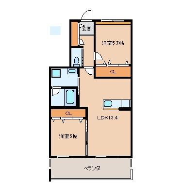 医生ケ丘ヴァレンシアAの物件間取画像