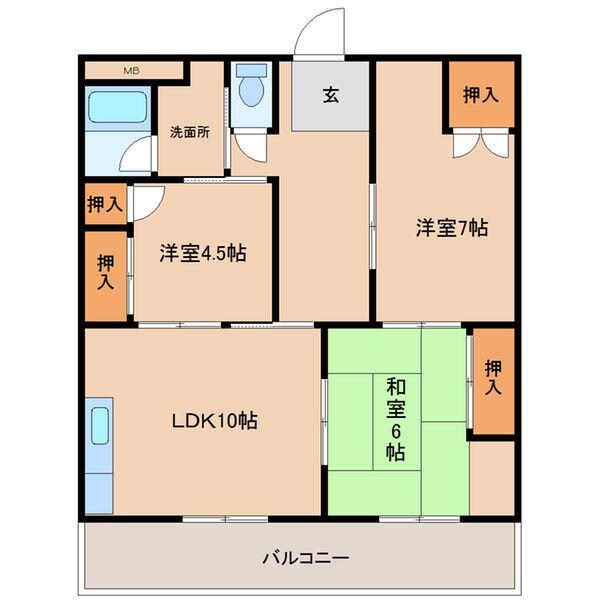 豊川グリーンハイツⅢの物件間取画像