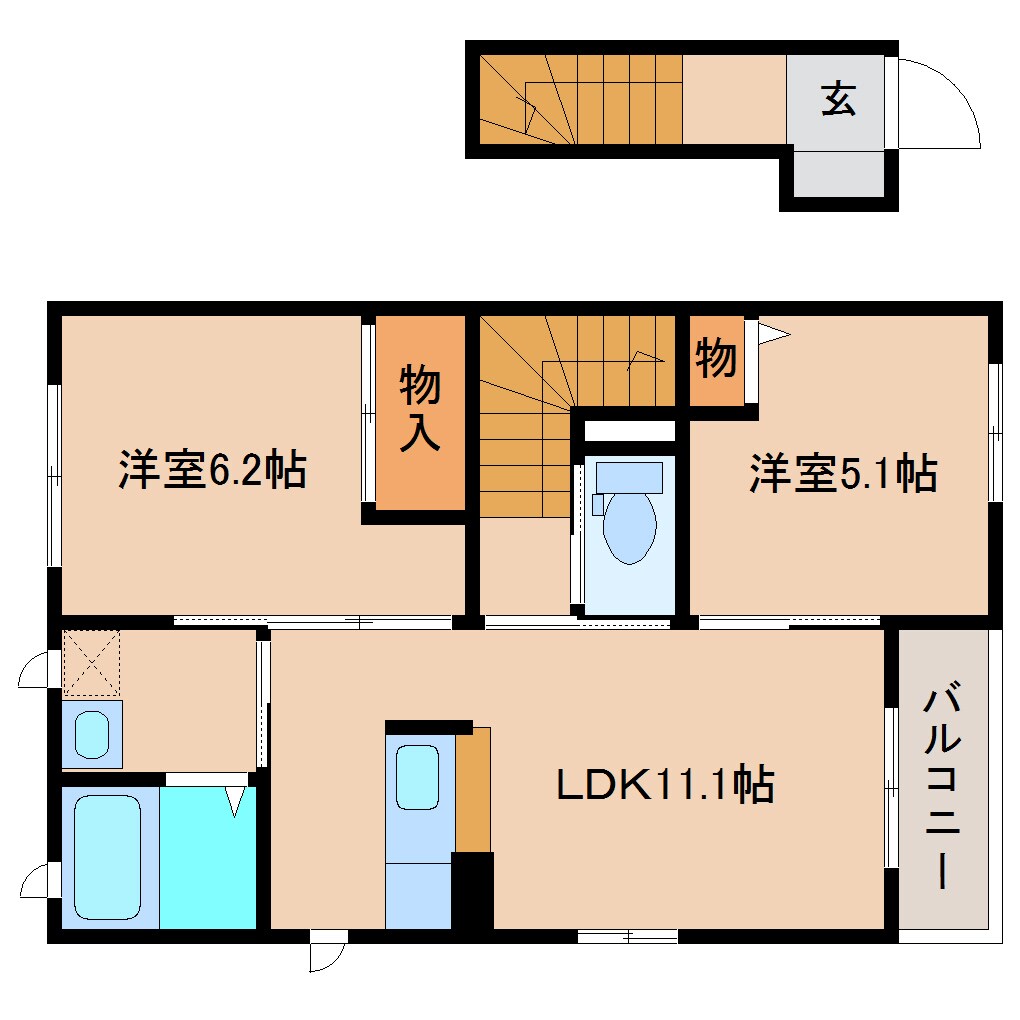 入江岡駅 徒歩6分 2階の物件間取画像