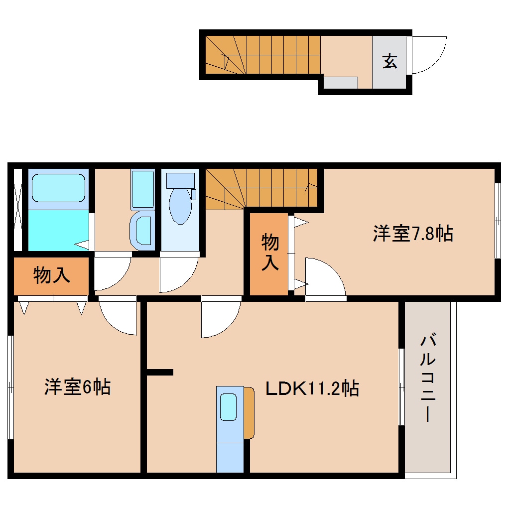 新清水駅 バス23分  三保本町下車：停歩11分 2階の物件間取画像