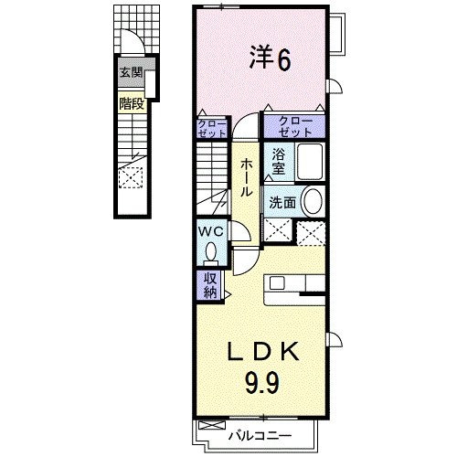 羽犬塚駅 徒歩16分 2階の物件間取画像