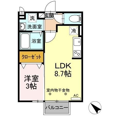 セジュール大川Ａ棟の物件間取画像