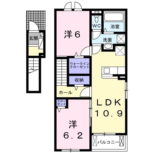 西牟田駅 徒歩80分 2階の物件間取画像