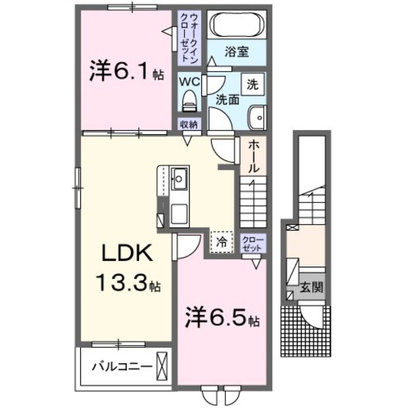 羽犬塚駅 徒歩82分 2階の物件間取画像