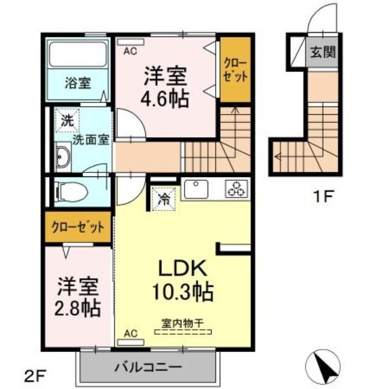 羽犬塚駅 徒歩91分 2階の物件間取画像