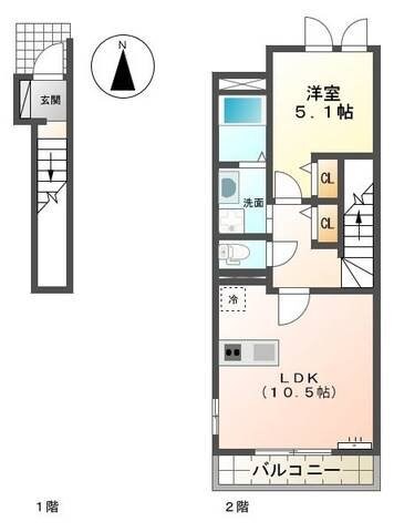 西鉄柳川駅 徒歩10分 2階の物件間取画像