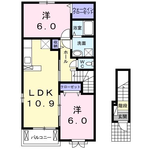 羽犬塚駅 バス16分  堀川バス・八女学院下車：停歩17分 2階の物件間取画像