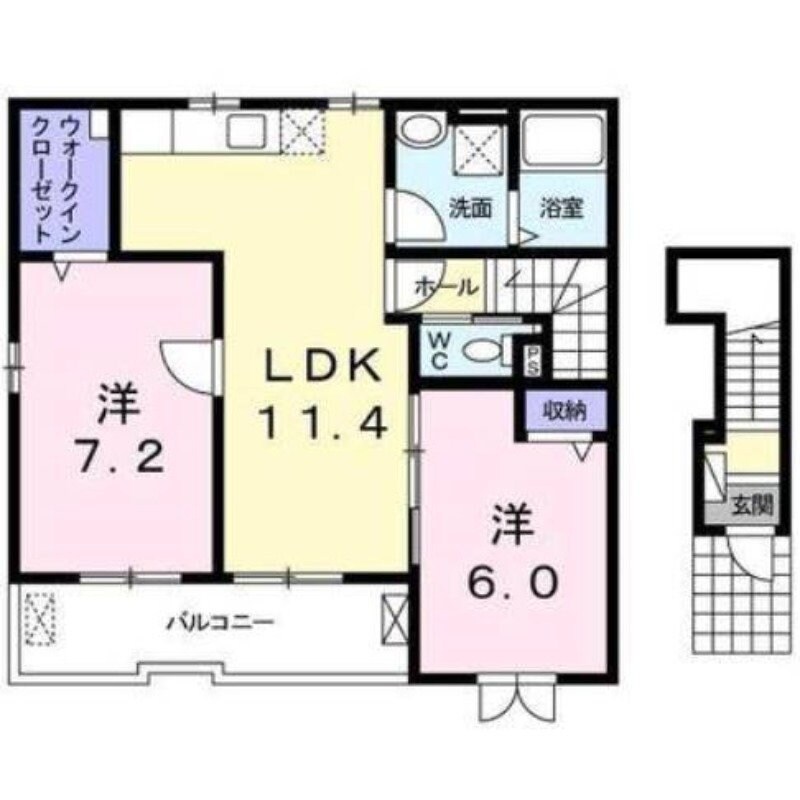 西牟田駅 徒歩22分 2階の物件間取画像