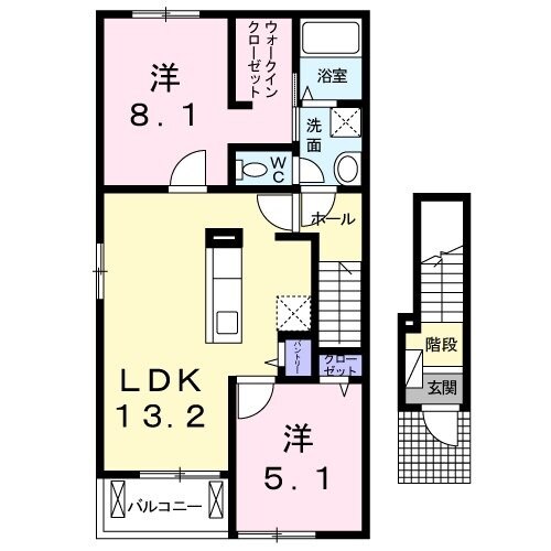 羽犬塚駅 徒歩19分 2階の物件間取画像