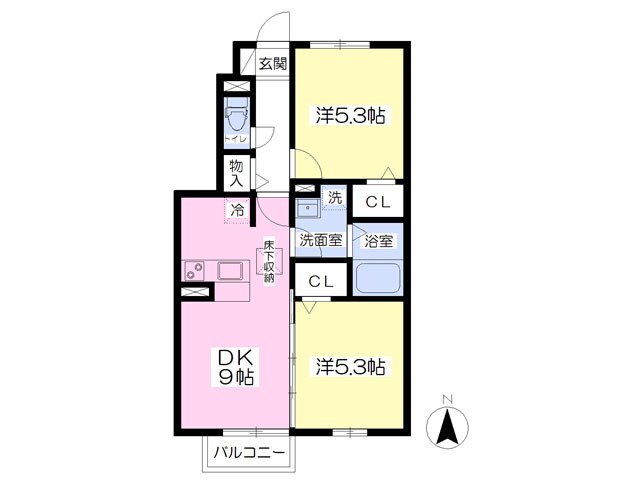 ユニティータウン菜根屋敷Ｂの物件間取画像