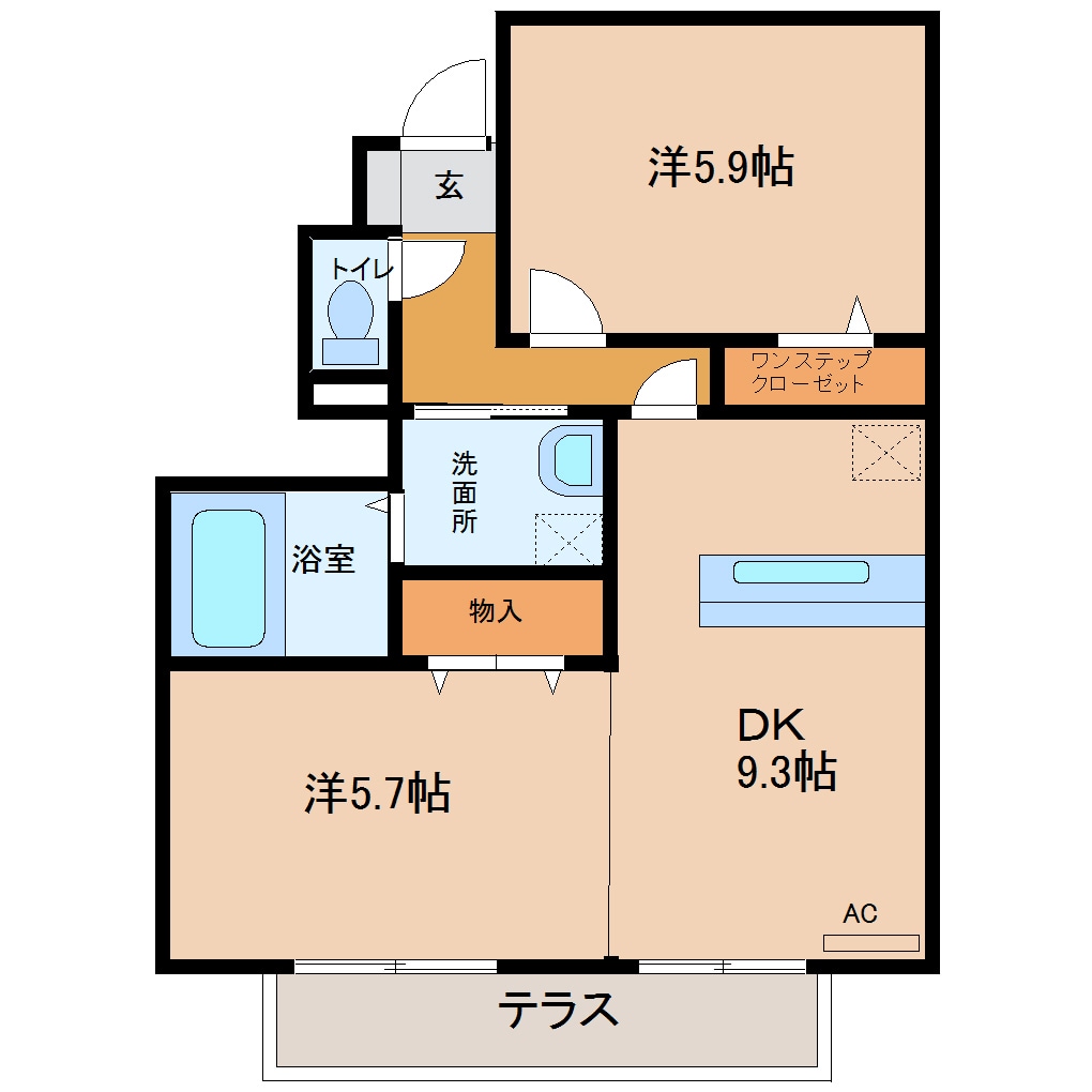 クイーンズタウン（Ｂ棟）の物件間取画像