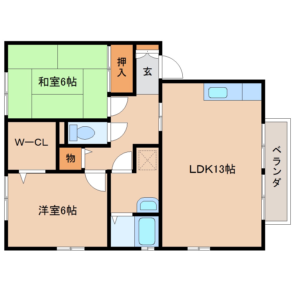 奈良駅 バス15分  州見橋東下車：停歩2分 2階の物件間取画像