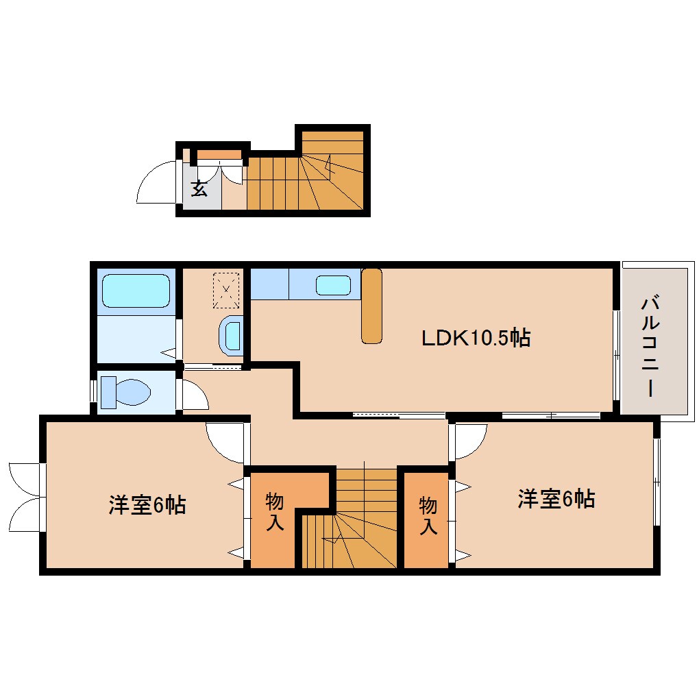 奈良駅 バス12分  辰市農協下車：停歩3分 2階の物件間取画像