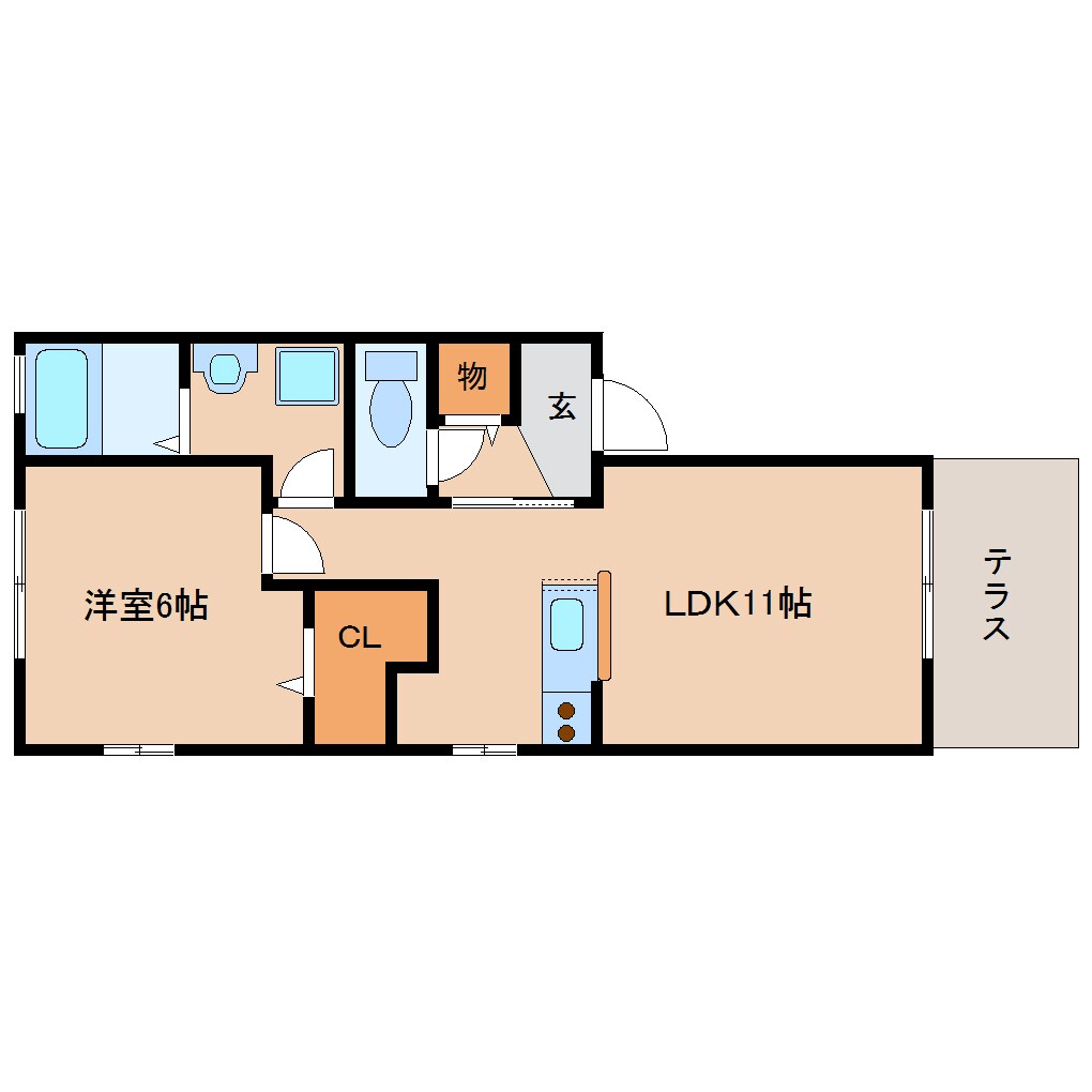 奈良県奈良市法蓮町ハイツ 1階の物件間取画像