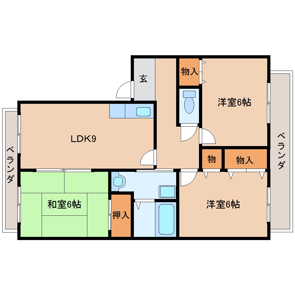 奈良県奈良市二条大路南3丁目コーポ 3階の物件間取画像