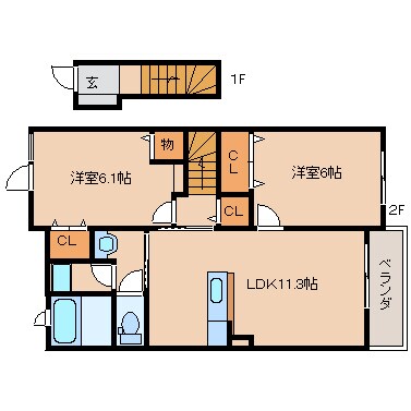 木津駅 徒歩12分 2階の物件間取画像