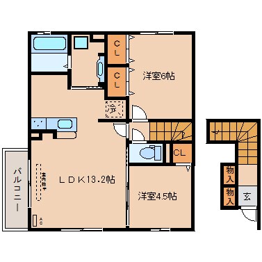 奈良駅 徒歩22分 2階の物件間取画像