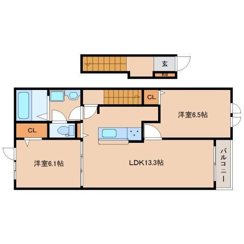 京終駅 徒歩19分 2階の物件間取画像