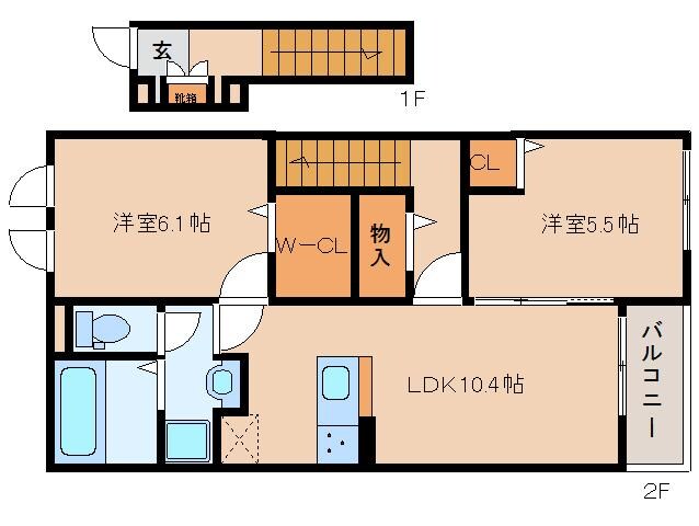 加茂駅 徒歩6分 2階の物件間取画像