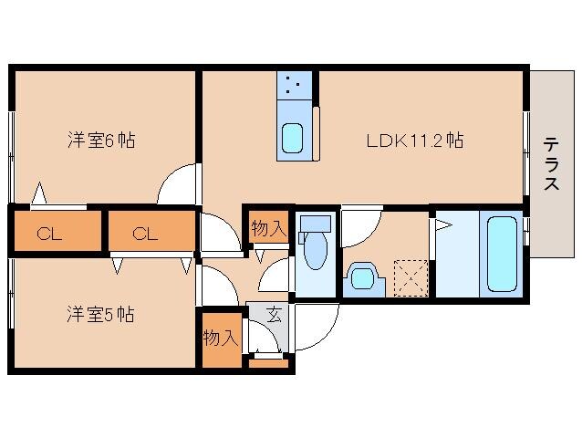 京終駅 徒歩12分 1階の物件間取画像