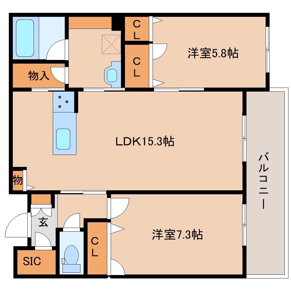 奈良駅 徒歩5分 2階の物件間取画像
