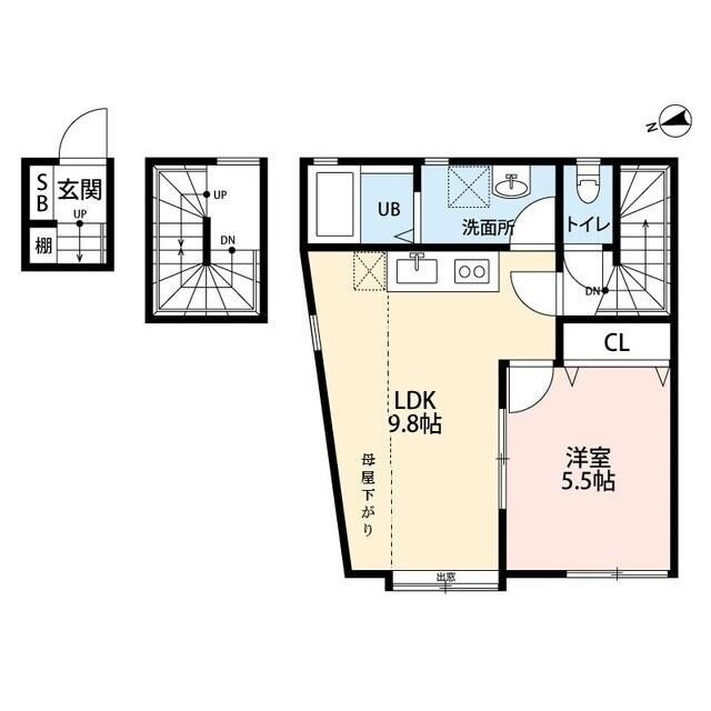 二子玉川駅 徒歩7分 3階の物件間取画像