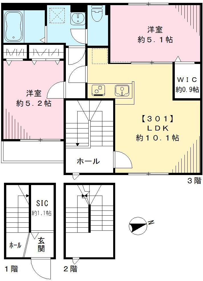 三軒茶屋駅 徒歩8分 3階の物件間取画像