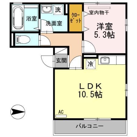 グラシューズ深津（Ｄ）の物件間取画像