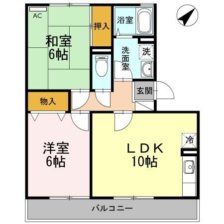 サンハイツⅡ番館（Ｄ）の物件間取画像