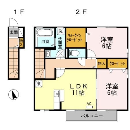 ローズコートヤマサ（Ｄ）の物件間取画像