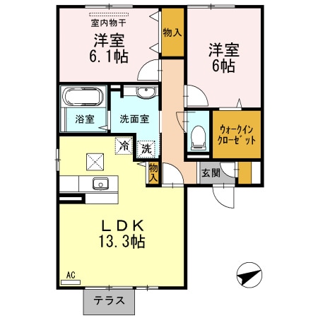 サン・ブランドール（D)の物件間取画像