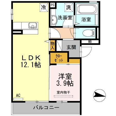 D-room明神（D)の物件間取画像