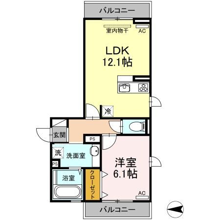 Ｄ－ｒｏｏｍトラベシア（Ｄ）の物件間取画像