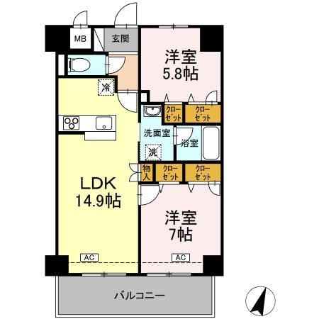 セレーノ福山駅前（D)の物件間取画像