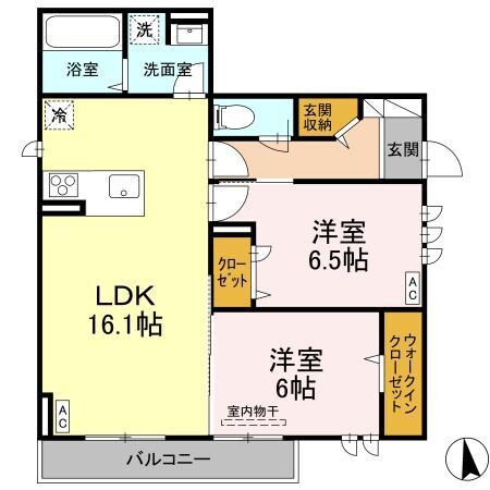 パステル木之庄（D)の物件間取画像