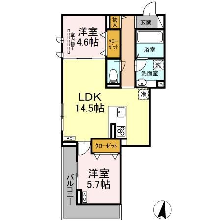 オリヴィエ東深津（D)の物件間取画像