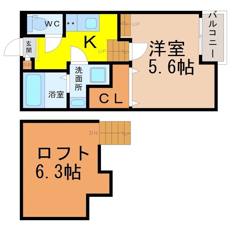 太閤通駅 徒歩8分 2階の物件間取画像