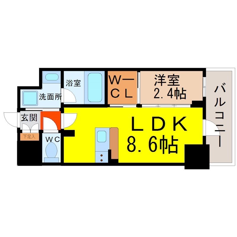 新栄町駅 徒歩10分 8階の物件間取画像